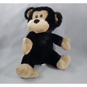 Progressive Plush Monkey Mayes Black Fur Brown Face Paws Embroidered Eyes Soft